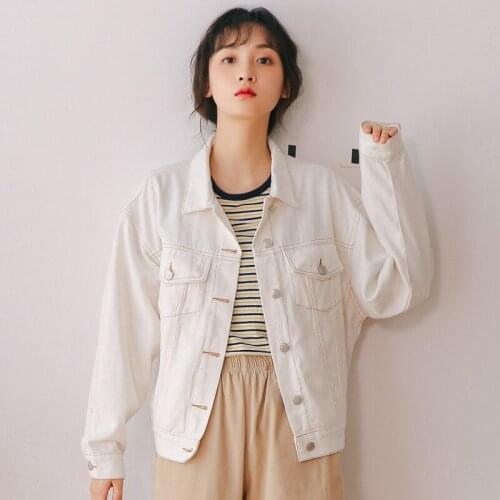 Denim Jackets Women Long Sleeve Cotton Denim Jacket Outerwear Ladies Loose Spring Autumn Female Casual Denim Coat