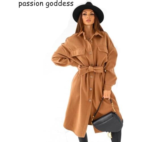 Autumn Winter Korean Women Casual Elegant Slim Wool Blends Coat Turn Down Collar Single Breasted Full Sleeve Long Coats Jackets
