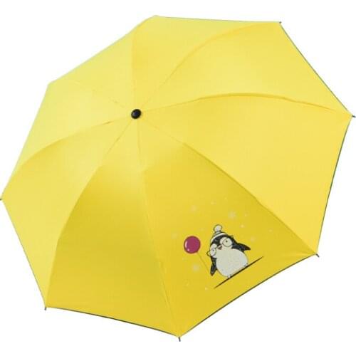 Ins Cute Lady Sunny And Riany 3 Floding Blackcoating Umbrella