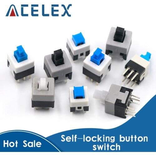 10PCS/LOT 5.8x5.8 7x7 8x8 8.5x8.5mm Self Locking / UNlock Push Tactile Power Micro Switch 6 Pin Button Switches
