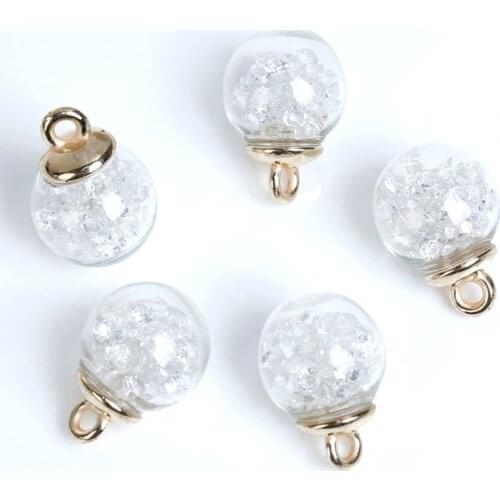 DoreenBeads Transparent Glass Globe Bottle Charms Pendants Clear Rhinestone Women Fashion Jewelry 22mm x16mm - 22mm x15mm,10 PCs