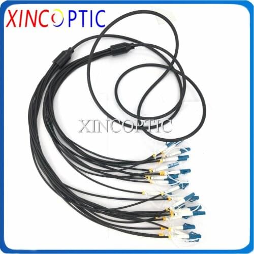 12Cores SMF 12Fibers SM G652D 6.0mm LCUPC-SC LC FC ST 7M Black LSZH/TPU Armoured Fiber Optic Patch Cord Armored Cable Jumper