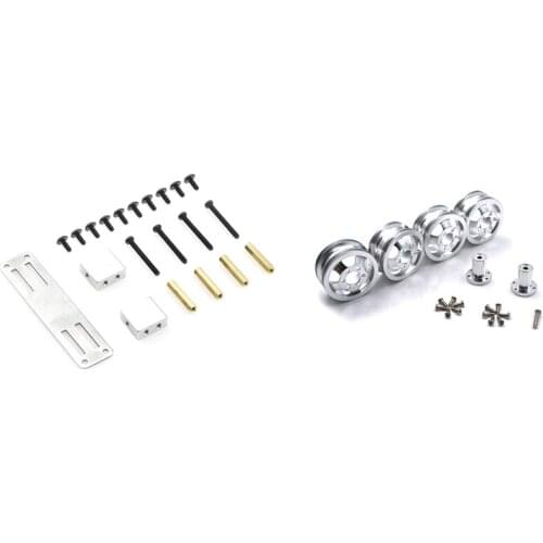 2 Set RC Car Part: 1 Set Metal Upgrade Shock-Proof Wheel Hub Rim & 1 Set Metal Servo Fixed Mount Bracket Kit