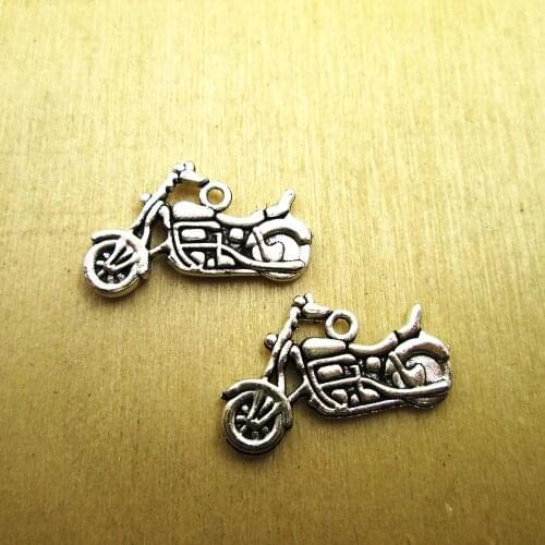 20pcs 24 x 15 mm Motorcycle Charms Motorcycle Pendants Double Sided DIY necklace/ bracelets charms antique silver tone