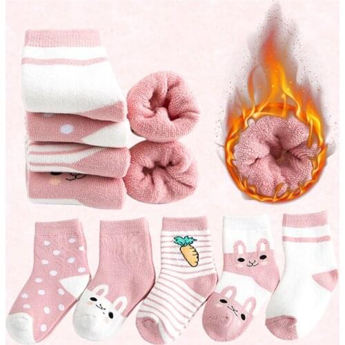 5Pairs/lot Thicken Baby Boys Girls Ankle Socks Autumn Winter Childrens Socks Kids Cartoon Breathable Toddler Cotton Short Socks