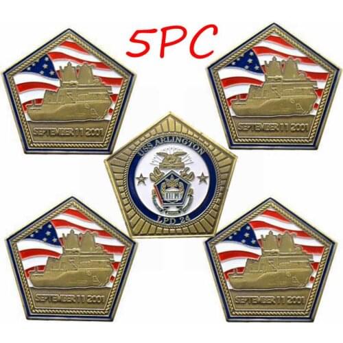 5PC USS Arlington LPD 24 September 11th 9/11Challenge Coin Commemorative