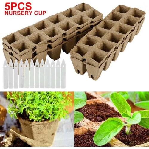 5X12 Cell Seed Starter Trays Pots Biodegradable Seedling Starter Plant W/Labels For Terrace Vegetable Garden Garden Supplies