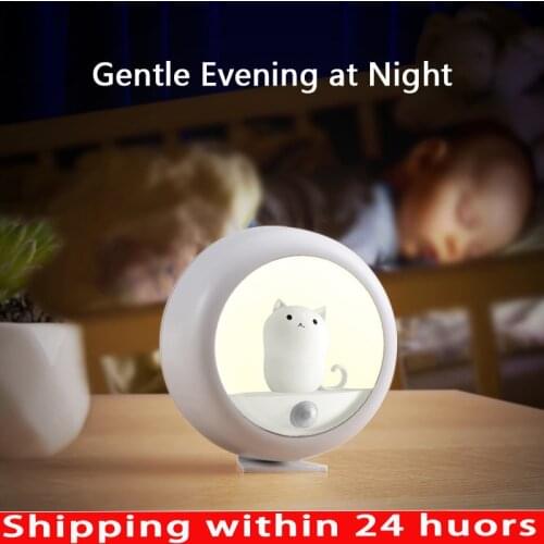 White/yellow/pink Creative Body Induction Wildcat Night Light Pet CAT BEDROOM ATMOSPHERE LAMP USB Cabinet Wall Hanging Lamp