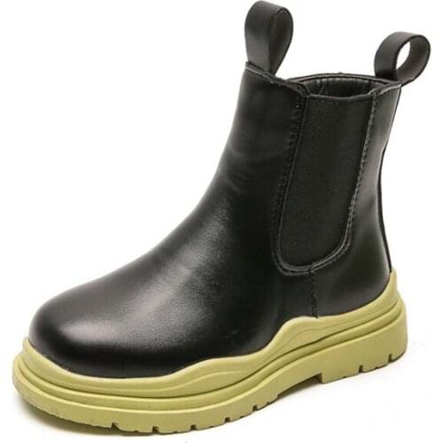 Girls Martin Boots 2021 Autumn Children Cotton Boots Fashion Color Little Girl Leather Short Boots