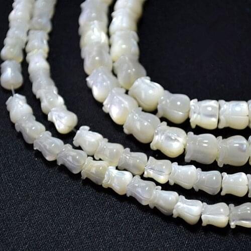 10Pcs 6/8mm Tulip Flower Natural Mother Of Pearl Shell Bead Carved Shell Beads For Jewelry Making DIY Necklace Bracelet Earrings