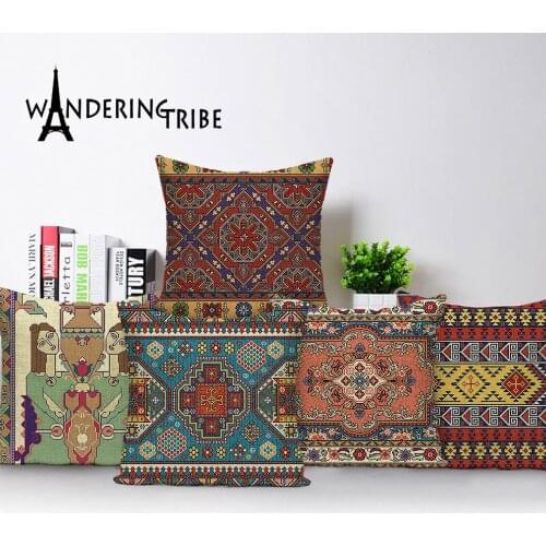 Mandala Retro Cushion Cover Geometric Stripe Cushions Home Decor Pillows Case Decorative Bed Pillows for Sofa Throw Pillow Cases