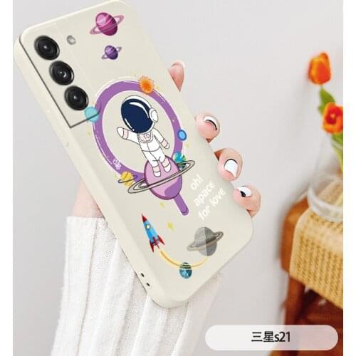 Globe Astronaut Phone Case For Samsung Galaxy S21 S20 FE S10 Note 20 10 Ultra Plus A72 A52 A42 A32 A71 A51 A41 A31 A21S Cover