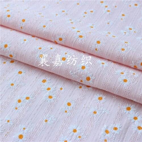 Pure Cotton White Fabric Pure Cotton Daisy Jacquard Texture Skirt Childrens Clothing Fabric