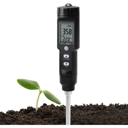 Yieryi Digital Soil EC/temperature Tester Waterproof, Non-backlit Detachable Probe Automatic Temperature Compensation