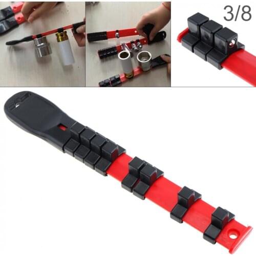 Socket Sleeve Seat Socket 3/8 Inch Plastic Portable Universal Frame 8 Sliders and Hanging Hole for Socket Storage