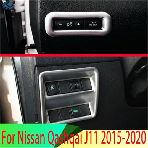 For Nissan Qashqai J11 2015 2016 2017 ABS Chrome Head Light Switch Button Control Panel Cover Trim Bezel