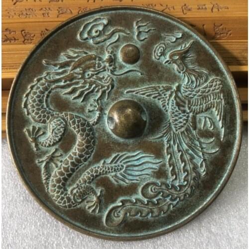 China brass archaize Bronze mirror crafts statue