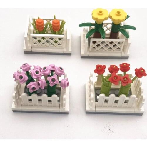 MOC Potted Plants Building Blocks Flowers Trees Construction Toys City Street View Bricks Compatible Classic Bloques Juguetes