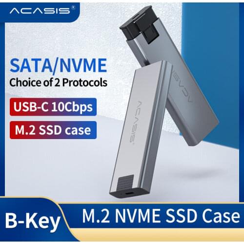 Acasis ssd m2 nvme Enclosure for NVME PCIE NGFF SATA M/B Key SSD Disk SSD Hard Disk Cases M.2 to USB Type C 3.1 With Cable