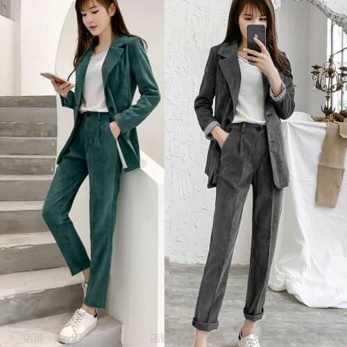 2 piece outfits for women Spring England Wind Slim Business Office Women OL Uniform Solid Color Two-piece Casual Set