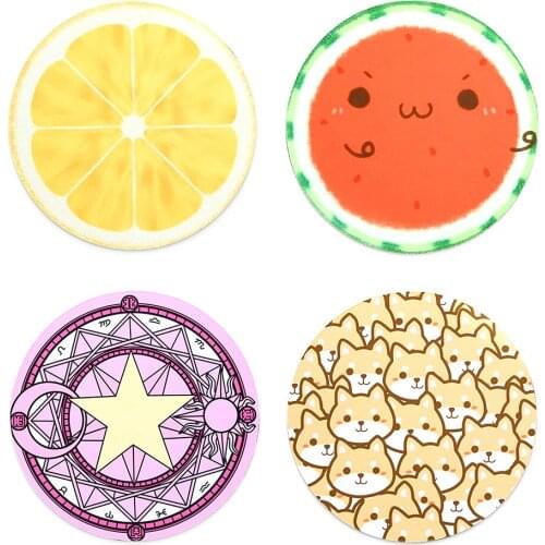Creative Fruit Pattern Cute Cartoon Pvc Mouse Pad Game Office Home Sweat-proof Anti-slip Odorless Round Mouse Pad 22cm