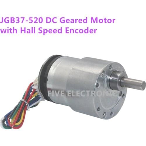 JGB37-520 DC metal geared motor with Hall speed encoder 6V12V24V low speed high torque DIY model