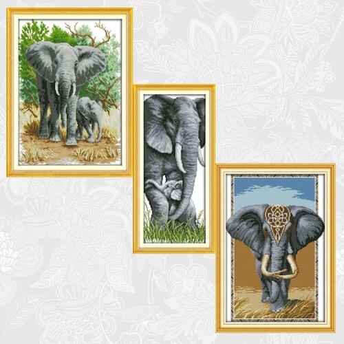 Elephant Series Pattern Cross Stitch Kits 11CT Printed Fabric 14CT Counted Canvas Chinese Cross-stitch Embroidery Thread Sets