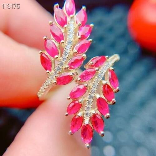 Natural New Burning Ruby Gemstone Ring for Women Real 925 Sterling Silver Fine Wedding Jewelry