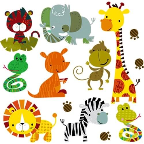 NEW Animal Stickers On Clothes Kids DIY Patches Iron On Vinyl On T-shirt Elephant Lion Washable Patches Badge Iron On Parches