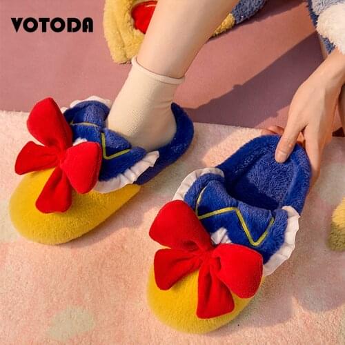 New Winter Butterfly-Knot Cute Slippers Women Warm Furry Home Slides Cartoon Faux Fur Flip Flops Men Plush Shoes Couple Sandals