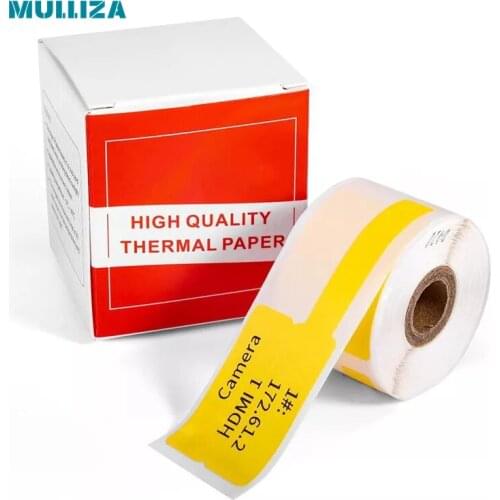 One roll of 25x38mm label 100 sheets of thermal paper yellow red self-adhesive thermal label cable printing paper bright