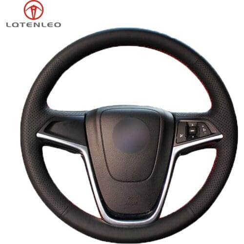 LQTENLEO Black Artificial Leather Steering Wheel Cover for Opel Astra (J) Ampera 2010-2015 Meriva (B) Zafira Tourer 2011-2016