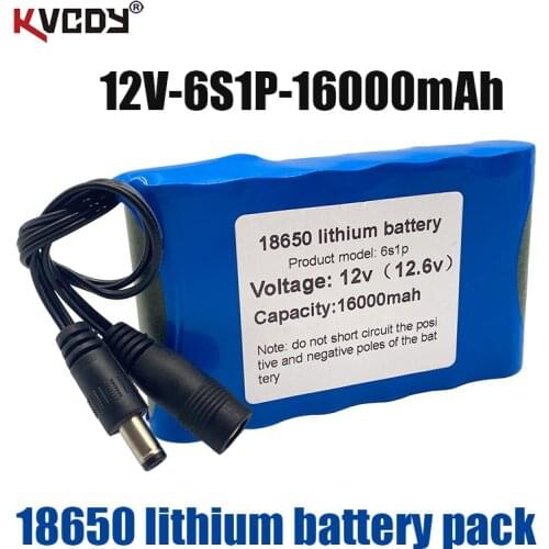 Portable Super 12V 6S1P 16000mah battery Rechargeable Lithium Ion battery pack capacity DC 12.6v 16Ah CCTV Cam Monitor