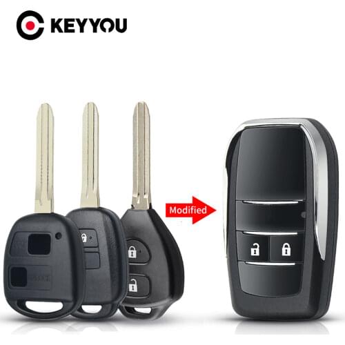 KEYYOU 2/3 Buttons Flip Folding Remote Key Shell For Toyota Corolla Land Cruiser YARIS CAMRY RAV4 2/3 Buttons Fob Key Case Logo