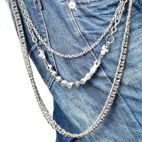 Hip hop Punk Men Belt Waist Key Chain Multilayer Male Jeans bicycle Moto biker Pants Chain Metal Clothing Accessories Jewelry