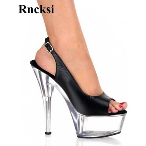 Rncksi Fashionable PU Leather 15cm High Heel Sandals Platforms Pole Dance/Star/Model Shoes, Wedding Sandals