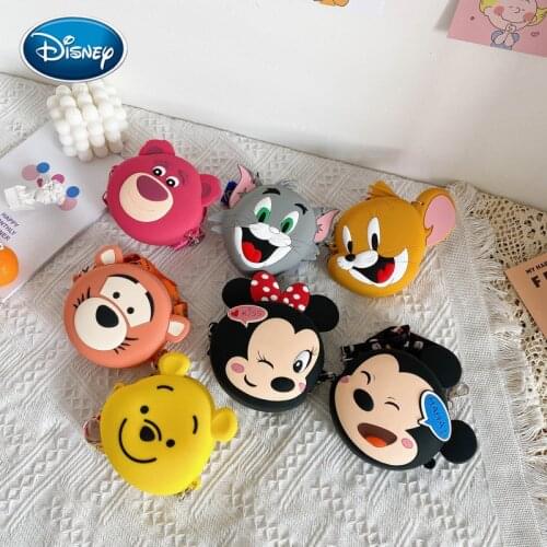 Disney Silicone Girl Cartoon Mickey Backpack Mini Shoulder Bag Korean Strawberry Bear Anime Baby Coin Purse Girls Messenger Bag