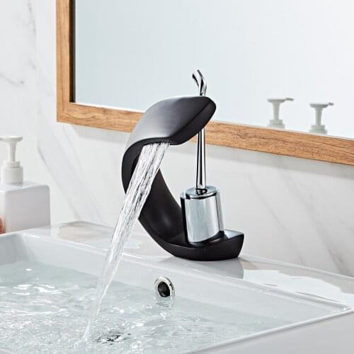 Bathroom Basin Faucet Waterfall Sink Faucet White/Black/Chrome Hot Cold Basin Crane Tap Sink Mixer Taps Washbasin Torneira Grifo