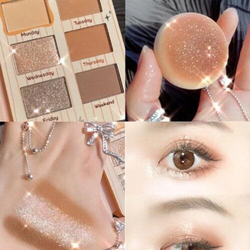 Hot Six Colors Eyeshadow Plate Matte Pearlescent Shimmer Glitter Eyeshadow Waterproof Sweatproof EyeShadow TSLM1