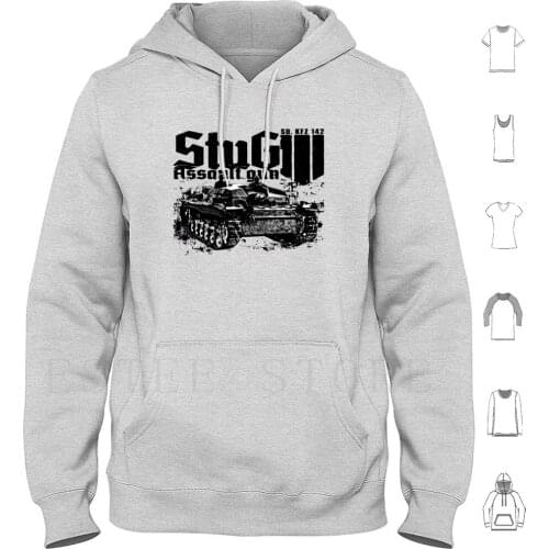 Stug Iii Hoodie Long Sleeve Assault Gun Ww2 German Tank Combat Vehicle Iron Horse Wwii Ww2 Sd Kfz 142