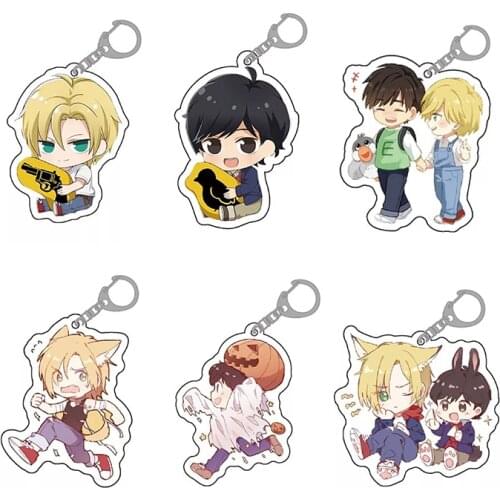 Japanese Anime Banana Fish Acrylic Keychain Ash Lynx Okumura Eiji Fashion Cartoon Figures Pendant Key Ring Holder Cute Ornament
