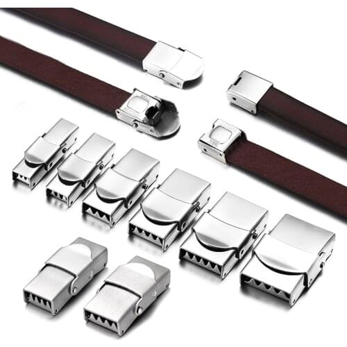 5pcs Stainless Steel Clasp Crimp Jaw Hook Watch Band Clasps for Leather Silicone Bracelet Jewelry Making DIY Connect Lace Buckle