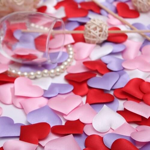 100pcs Sweet DIY 3D Flower Table Decoration Love Heart Wedding Party Throwing Rose Petals Padded Fabric