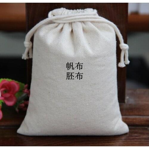 100pcs High quality cotton canvas small drawstring bag 18*25cm jewelry bag wholesale with 2 colors printing and DHL shipping