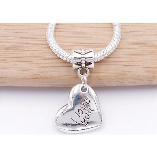 Classic beads 20pcs/lot heart charm fit bracelet pendants for diy jewelry making