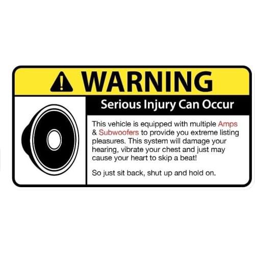 16cm*8cm Caveat Loudspeaker and Subwoofer May Cause Serious Injury Pvc Creative Fashion Car Sticker Decals Exquisite Decorated