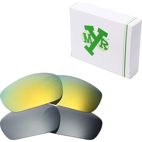 2 Pairs Mryok POLARIZED Replacement Lenses for Oakley Jawbone Sunglasses Silver Titanium & 24K Gold