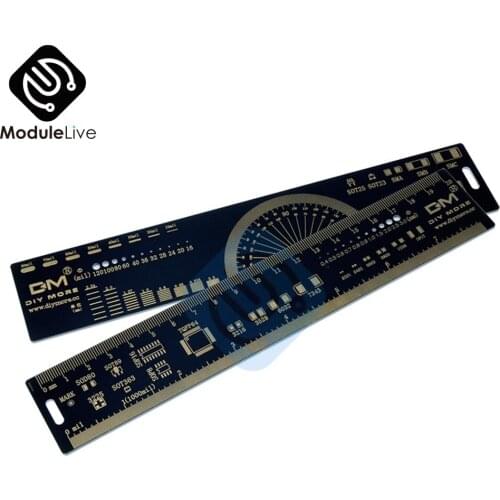 20cm 7.8 Inches Multifunctional PCB Ruler Measuring Tool Resistor Capacitor Chip IC SMD Diode Transistor Package 180 Degrees