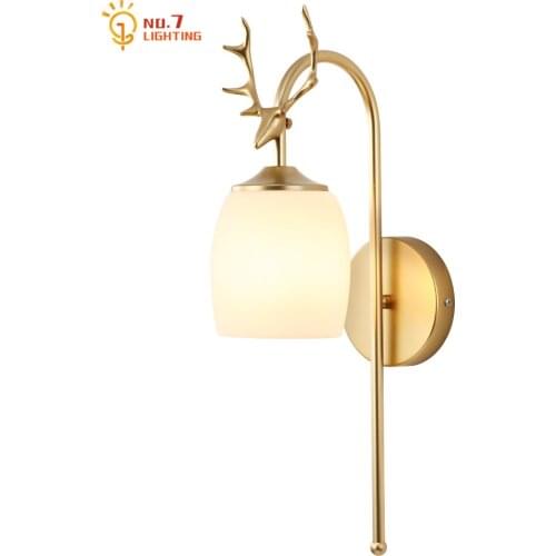 American Luxury Black Gold Lustre Antler Wall Lamp Iron Art Decor Home Living Room Background Bedroom Bedside Staircase Study