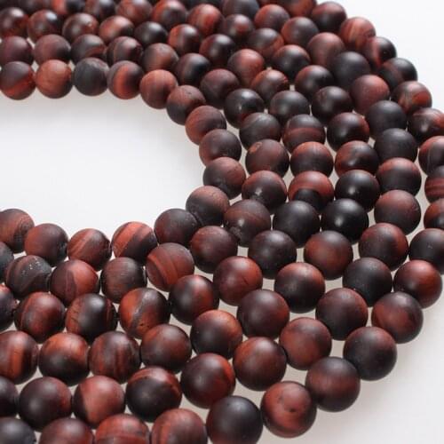 Natural Stone Beads Matte Red Tiger Eye Stone Frosted Round Loose Beads 4 6 8 10 12mm For Bracelets Necklace Jewelry Making